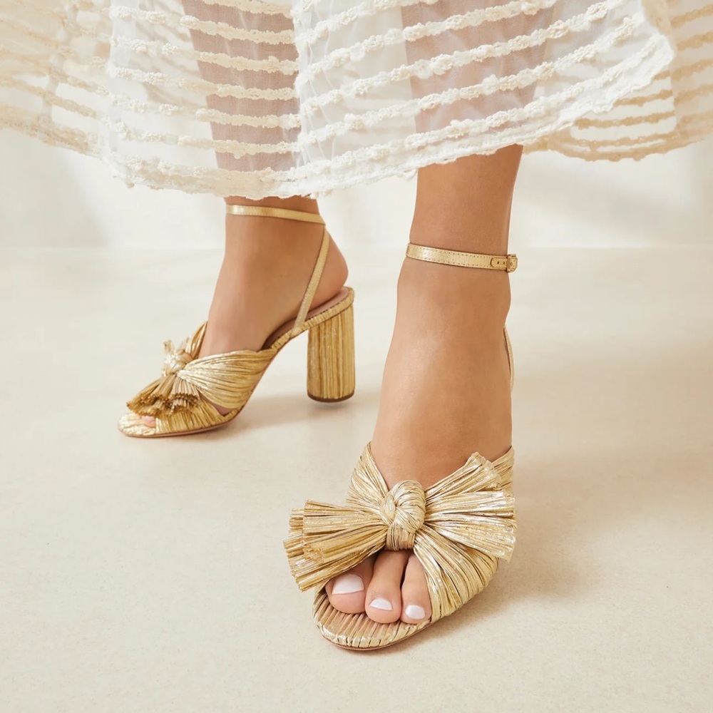 Brand New Loeffler Randall Camellia Gold Pleated Bowl Heel